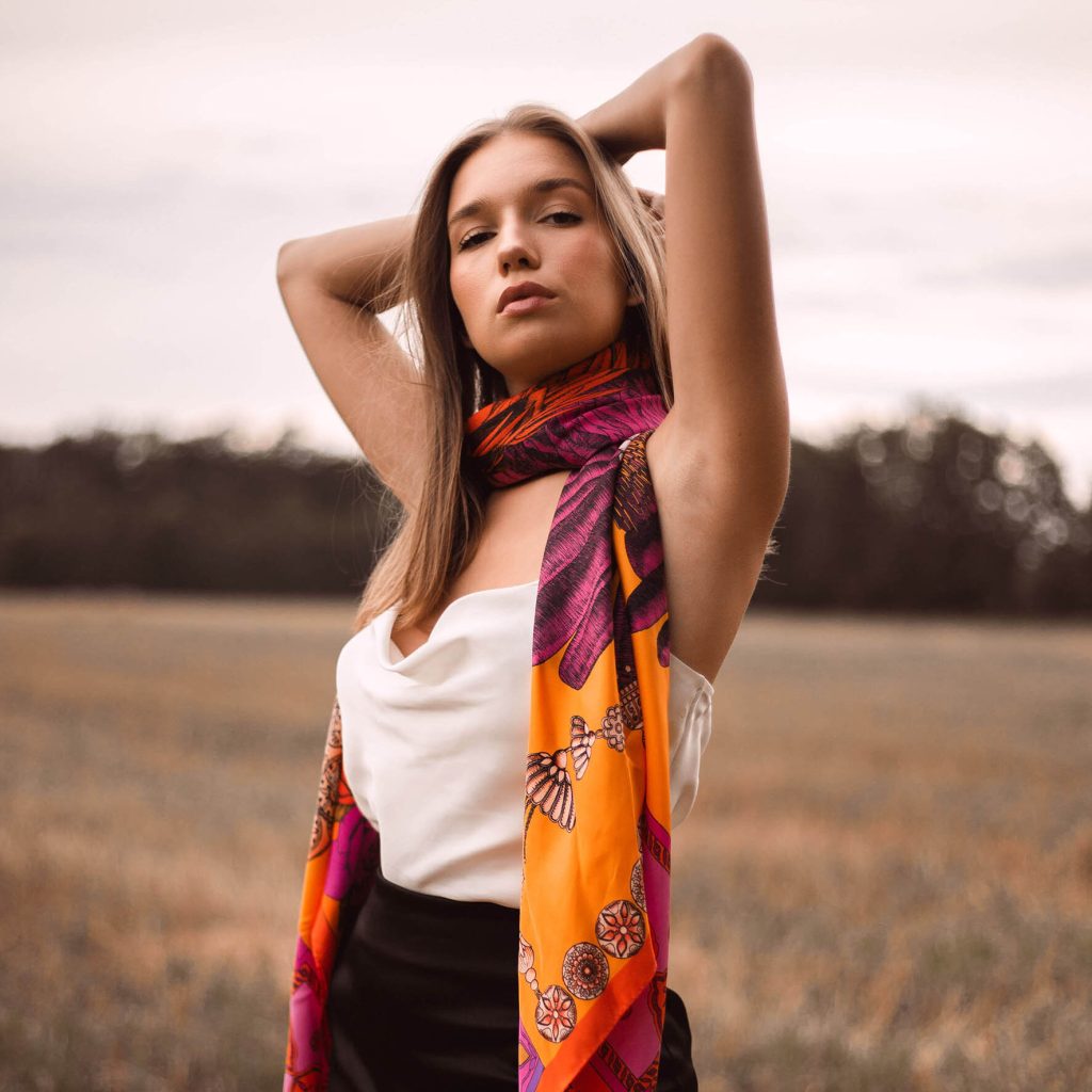 Long silk scarf