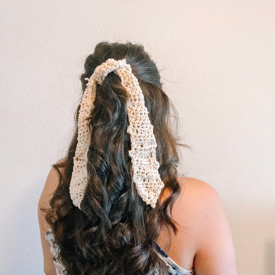 Crochet hair scarf